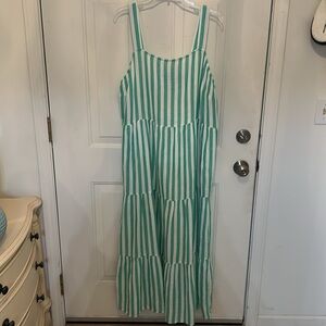 NWT SONOMA Green and White Maxi Dress SZ 1X